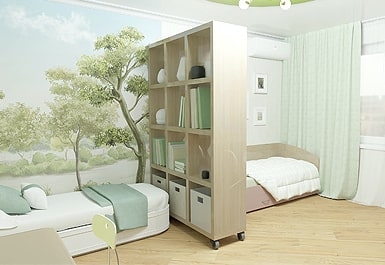 Дизайн детской комнаты 17 кв.м для двух детей