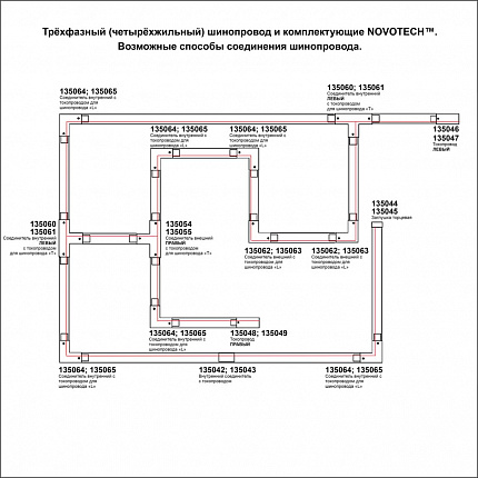 Соединитель "T" левый внешний с токопроводом для трёхфазного шинопровода NOVOTECH 135056 PORT