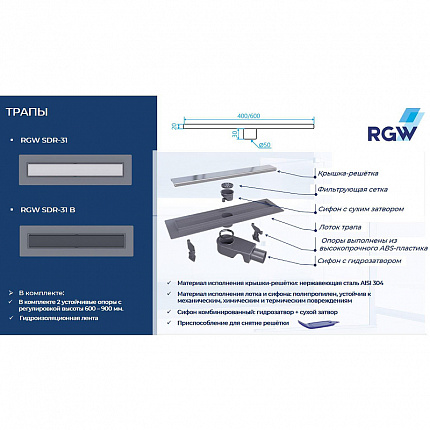 Душевой трап RGW SDR-31B, 47213160-04