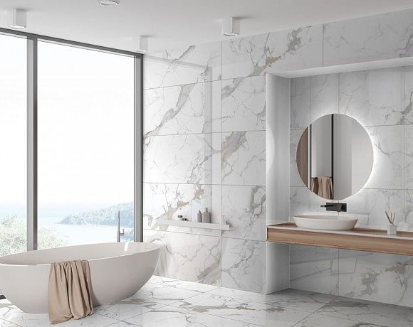 Global Tile Calacatta Imperial. Фото в интерьере