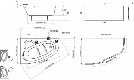 Акриловая ванна Ravak Asymmetric 150x100 R