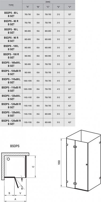 Душевой угол Ravak Brilliant BSDPS-110/80 L хром+Транспарент