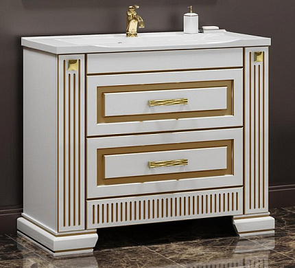 Мебель для ванной Оникс 100 Белый/золото Opadiris