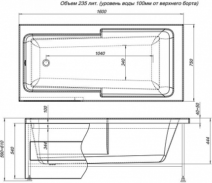 Фронтальная панель для ванны Aquanet Taurus 160
