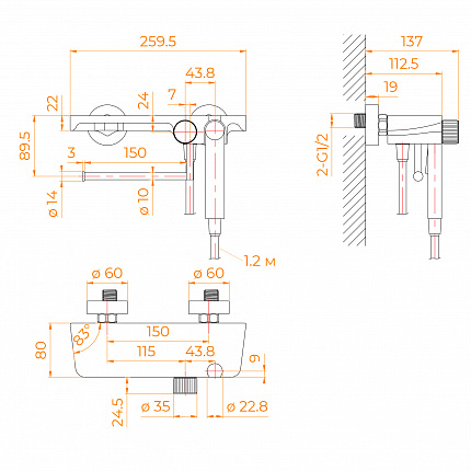 Гигиенический душ RGW Shower Panels 581408220-01  см