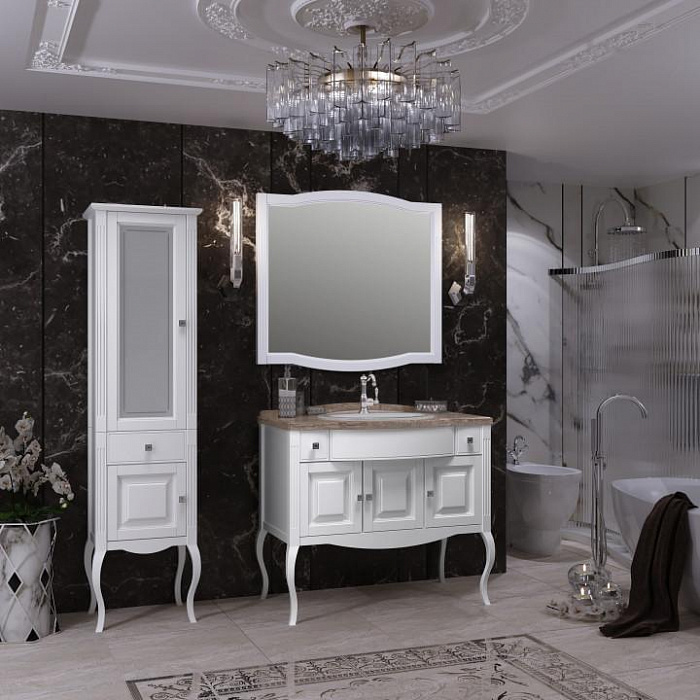Мебель для ванной Opadiris Лаура 100, белый с темной раковиной
