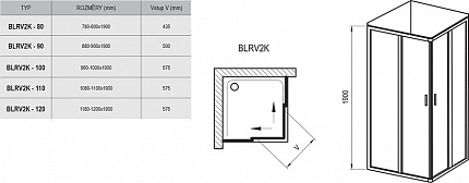 Душевой угол Ravak Blix BLRV2K-100 блестящий + стекло Грапе