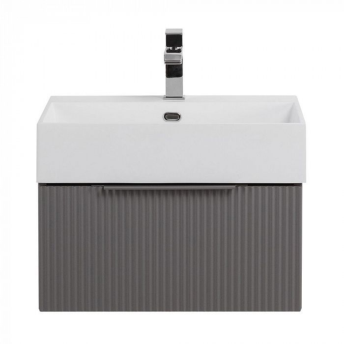 PREMIUM Тумба подвесная под раковину с выдвижным ящиком, 55414 Plisse Grigio nuvola, 50x44x25