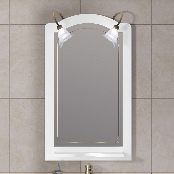 Зеркало Opadiris Лоренцо 60 со светильниками, белый матовый