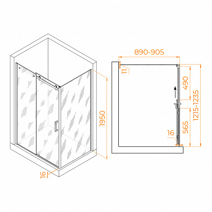 Душевой уголок RGW Tornado 02074429-11 120x 90x195 см