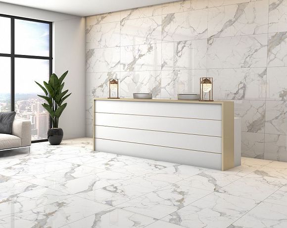 Global Tile Calacatta Imperial. Фото в интерьере