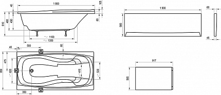 Передняя панель A для ванны Ravak  XXL 190 см белая