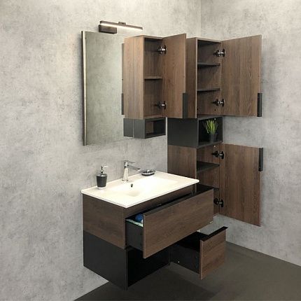 Зеркало-шкаф Comforty  "Франкфурт-75" дуб шоколадно-коричневый