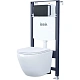 Комплект инсталляция с унитазом IDDIS Profix BASB020i73 с кнопкой смыва, черный матовый + унитаз подвесной IDDIS Blanco безободковый, с сиденьем микролифт, белый