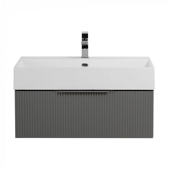 PREMIUM Тумба подвесная под раковину с выдвижным ящиком, 55419 Plisse Grigio nuvola, 70x44x25