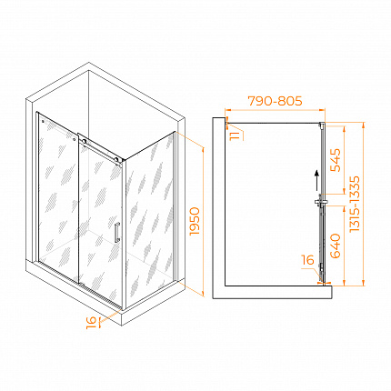 Душевой уголок RGW Tornado 02074438-11 130x 80x195 см