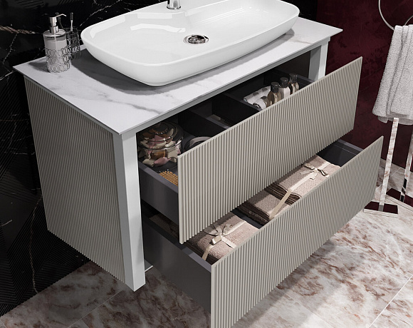 Мебель для ванной Opadiris Рубинно. Фото в интерьере