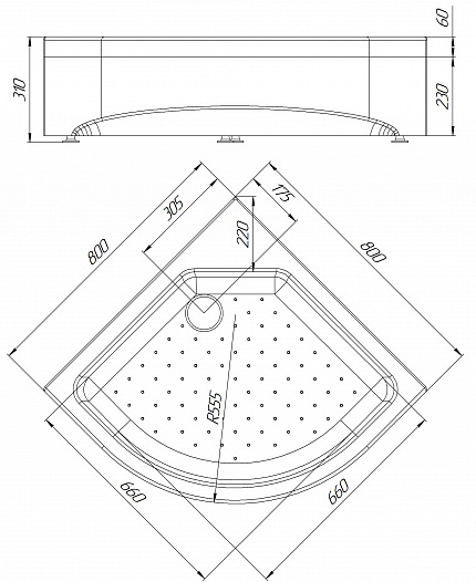 Душевой поддон Radomir 80 средний