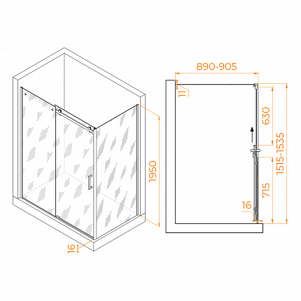 Душевой уголок RGW Tornado 02074459-11 150x 90x195 см