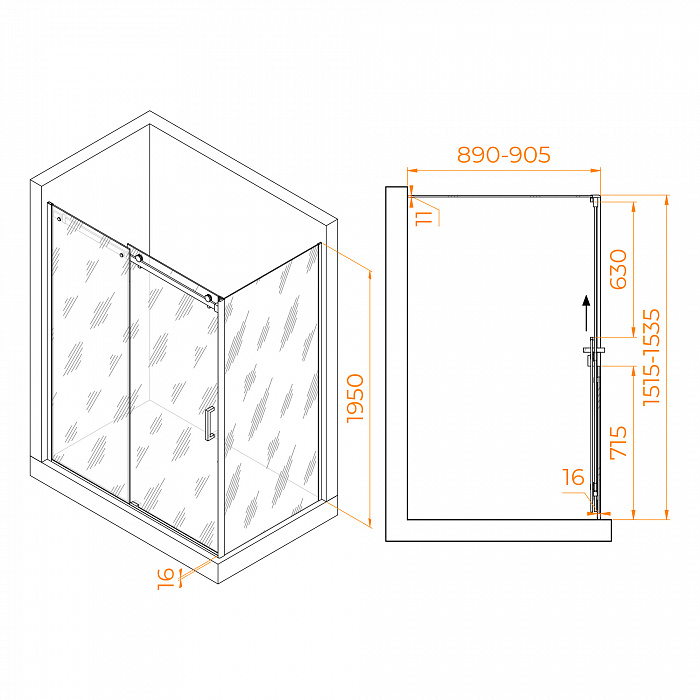 Душевой уголок RGW Tornado 02074459-11 150x 90x195 см