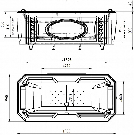 Акриловая ванна Radomir Фернандо Бронза 190x90, комплект панелей