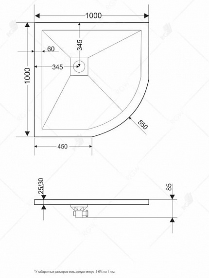 Душевой поддон полукруглый RGW ST/R-W Белый, 16153100-01