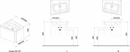 Тумба под умывальник Ravak SD 10° 650 L белая