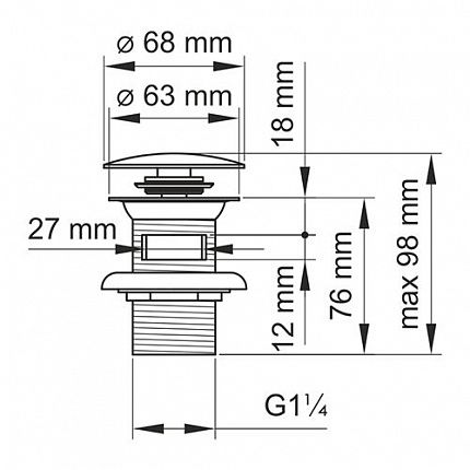 Донный клапан Wasserkraft Push-Up A080