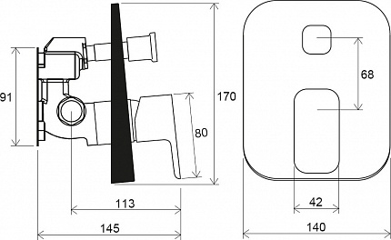 Смеситель настенный с переключателем Ravak 10° TD F 065.00 для R-box