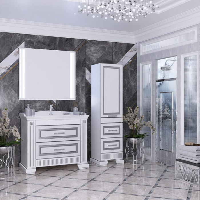 Мебель для ванной Opadiris Оникс 100 Кападокия, белый/серебро